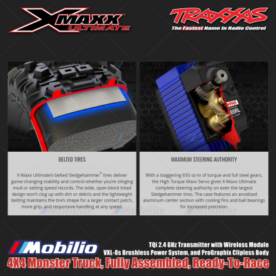 Traxxas 77097-4 X-Maxx XMaxx Ultimate 1/6 Monster Truck 8s Brushless TQI RTR 4WD TQI TSM RTR Clipless