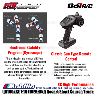 UDIR/C UD-1002SE FIRERHINO Desert Short Course Truck UD1002SE RC High-Performance 1:10 Scale RTR
