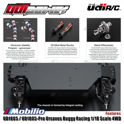 UDIR/C UD1805 / UD1805-Pro Ursavus Buggy Racing 1/18 Scale 4WD 2.4GHz ESP Gyro RC Car RTR