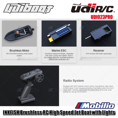 UDIR/C UDI023PRO INKFISH Brushless RC High Speed Jet Boat with Lights