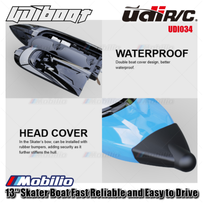 UDIR/C UDI034 13″ Skater Boat Fast Reliable and Easy to Drive Waterproof Self-Righting RC Kapal Perahu RTR