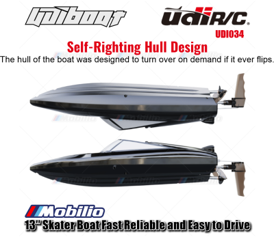 UDIR/C UDI034 13″ Skater Boat Fast Reliable and Easy to Drive Waterproof Self-Righting RC Kapal Perahu RTR