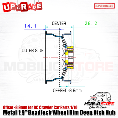 Velg Metal 1.9" Beadlock Wheel Rim Deep Dish Hub for RC Crawler Car