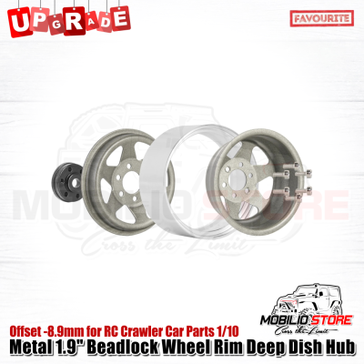 Velg Metal 1.9" Beadlock Wheel Rim Deep Dish Hub for RC Crawler Car