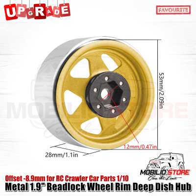 Velg Metal 1.9" Beadlock Wheel Rim Deep Dish Hub for RC Crawler Car