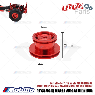 Upgrade Part 4Pcs Velg Metal Wheel Rim Hub Suitable for 1/12 scale MN90 Series MN90K MN91 MN91K MN45 MN45K MN98 MN99 MN99S RC Car