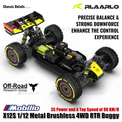 Rlaarlo X12S Buggy 1/12 Metal Brushless 4WD RTR 2.4GHz Mini High Speed Remote Control