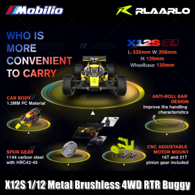 Rlaarlo X12S Buggy 1/12 Metal Brushless 4WD RTR 2.4GHz Mini High Speed Remote Control