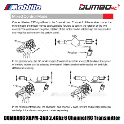 Dumborc X6PM-350 2.4GHz 6CH Radio Transmitter RC with P6F P6FG Receiver for RC Vehicle Car Boat Tank Model Parts Portable Remote Controller