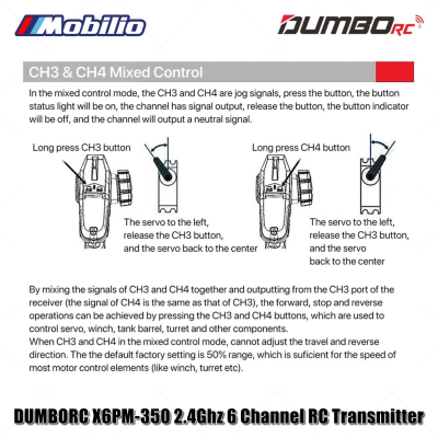 Dumborc X6PM-350 2.4GHz 6CH Radio Transmitter RC with P6F P6FG Receiver for RC Vehicle Car Boat Tank Model Parts Portable Remote Controller