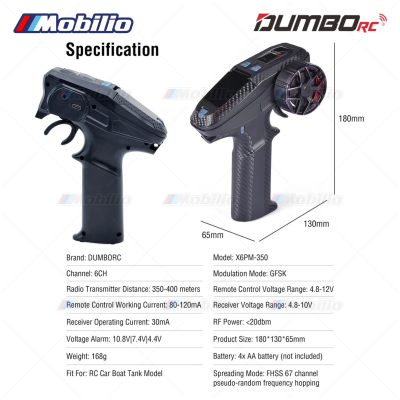 Dumborc X6PM-350 2.4GHz 6CH Radio Transmitter RC with P6F P6FG Receiver for RC Vehicle Car Boat Tank Model Parts Portable Remote Controller