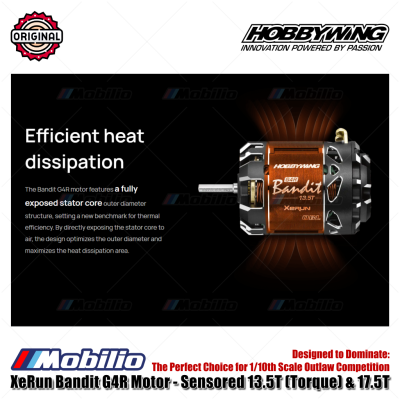 Hobbywing XeRun Bandit G4R Motor Sensored 13.5T (Torque) #30401860 & 17.5T #30401862 for RC 1/10 Scale Outlaw Competition