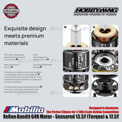 Hobbywing XeRun Bandit G4R Motor Sensored 13.5T (Torque) #30401860 & 17.5T #30401862 for RC 1/10 Scale Outlaw Competition