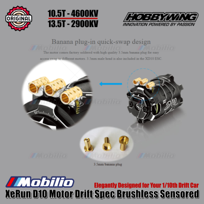 Hobbywing XeRun D10 Motor Drift Brushless Sensored Red 10.5T #30401135 / 13.5T #30401138 for RC 1/10th Drift Car