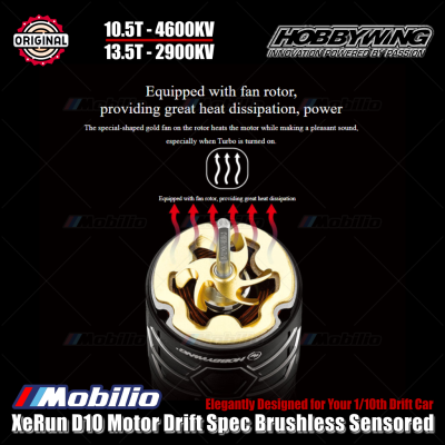 Hobbywing XeRun D10 Motor Drift Brushless Sensored Red 10.5T #30401135 / 13.5T #30401138 for RC 1/10th Drift Car