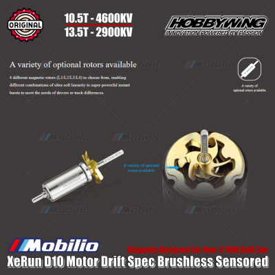 Hobbywing XeRun D10 Motor Drift Brushless Sensored Red 10.5T #30401135 / 13.5T #30401138 for RC 1/10th Drift Car