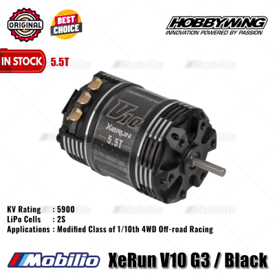Hobbywing XeRun V10 G3 Black Modified & Stock Motor Brushless Sensored for 1/10th 4WD 2WD Off-road Racing Drift