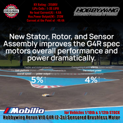 Hobbywing Xerun V10 G4R (2-3S) Sensored Brushless Motor #30401748 17,5T 3150KV