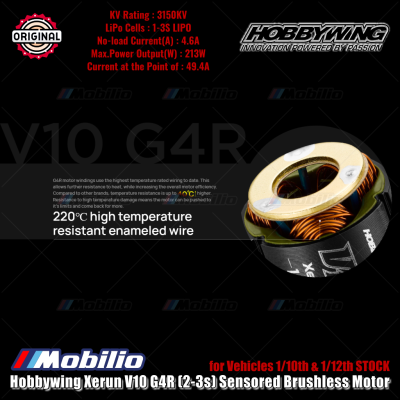Hobbywing Xerun V10 G4R (2-3S) Sensored Brushless Motor #30401748 17,5T 3150KV