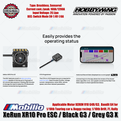 Hobbywing XeRun XR10 Pro G3 Black #30112619 Grey G3X #30112620 for RC 1/10th Touring Car & Buggy Racing 1/10th Drift F1 Rally