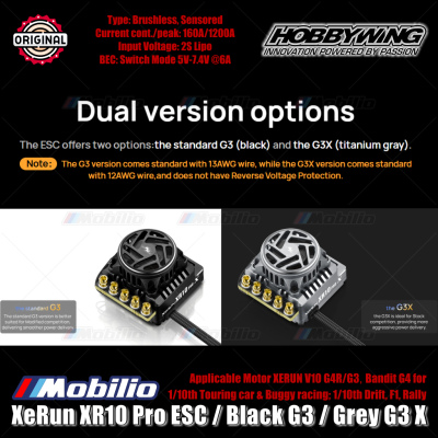 Hobbywing XeRun XR10 Pro G3 Black #30112619 Grey G3X #30112620 for RC 1/10th Touring Car & Buggy Racing 1/10th Drift F1 Rally
