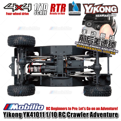 Yikong YK41011 1/10 RC Crawler Adventure 2.4GHz RTR Manual Differential Locks & Steel Chassis Ready to Run