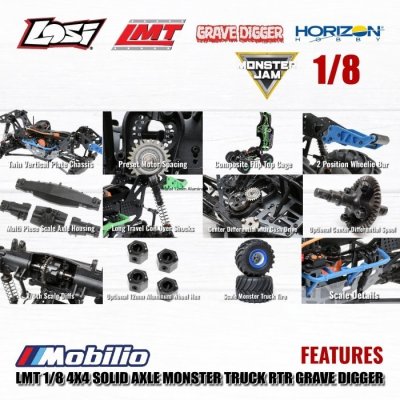Losi LMT 1/8 4WD Solid Axle Monster Jam Truck Grave Digger