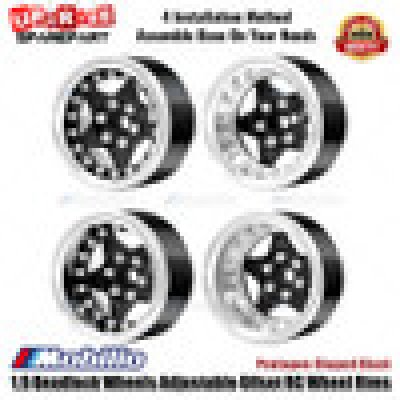 Metal 1.9 Beadlock Wheels Adjustable Offset RC Wheel Rims Velg for 1/10 Traxxas Axial RC4WD RGT Yikong Vanquish Crawler Car - Teardrop-Black