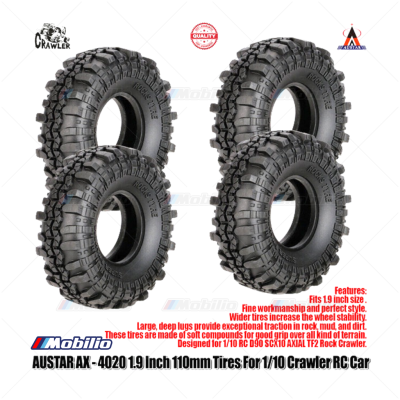 Ban Austar AX-4020 Tires 1.9" 4 Pcs for 1/10 RC Crawler Car Adventure