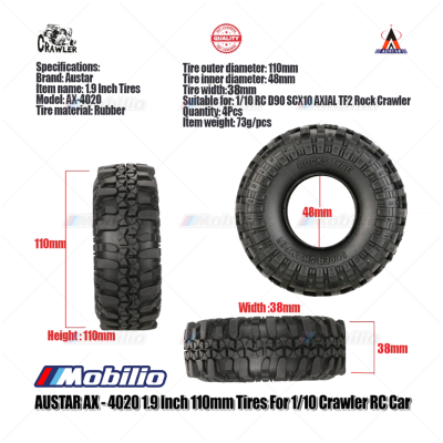 Ban Austar AX-4020 Tires 1.9" 4 Pcs for 1/10 RC Crawler Car Adventure