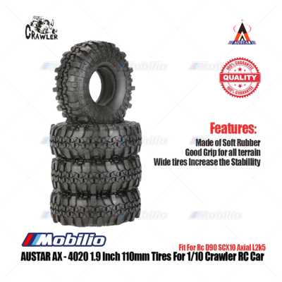 Ban Austar AX-4020 Tires 1.9" 4 Pcs for 1/10 RC Crawler Car Adventure