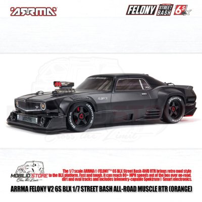 Arrma 1/7 Felony V2 6S BLX Street Bash All-Road Musle Car Spektrum RTR - Orange