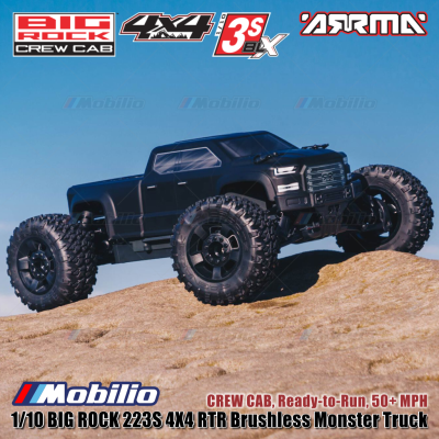 Arrma 1/10 Big Rock Crew Cab 4X4 V3 3S BLX Brushless Monster Truck RC RTR