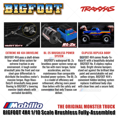 Traxxas BIGFOOT 4X4 1/10 Scale Brushless Fully-Assembled The Original Monster Truck Ford Firestone