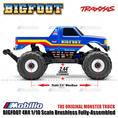Traxxas BIGFOOT 4X4 1/10 Scale Brushless Fully-Assembled The Original Monster Truck Ford Firestone