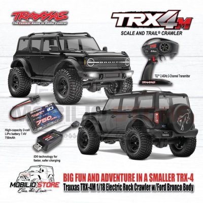 Traxxas 97074-1 TRX-4M 1/18 Electric Mini Crawler with Ford Bronco Body Clipless
