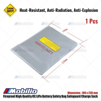 Tas Baterai - Fireproof High Quality RC LiPo Battery Safety Bag Safeguard Charge Sack 180x230mm - 300x230mm - 18x23cm Red