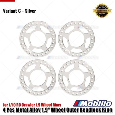 4 Pcs Metal Alloy 1.9" Wheel Outer Beadlock Ring for 1/10 RC Crawler