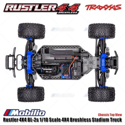 Traxxas Rustler BL-2s 1/10 Scale 4X4 Brushless Stadium Truck Fully-Assembled Waterproof Electronics RTR with TQ 2.4 GHz Radio System