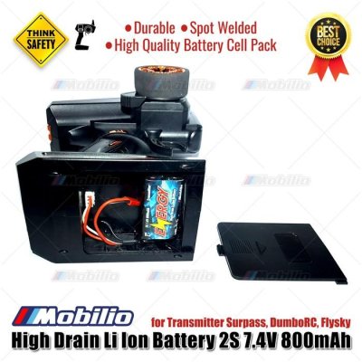 Baterai High Drain Li Ion Battery 2S 7.4V 800mAh for RC Remote Surpass DumboRC Flysky Transmitter