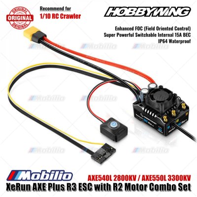 Hobbywing XeRun AXE Plus R3 ESC with AXE540L 2800KV / AXE550L 3300KV R2 Motor FOC Waterproof Combo Set