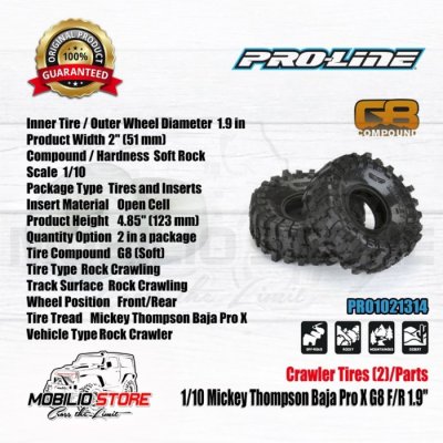 Pro-Line Mickey Thompson Baja Pro X 1.9" Rock Crawler Tires 2 Pcs