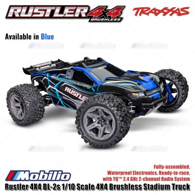 Traxxas Rustler BL-2s 1/10 Scale 4X4 Brushless Stadium Truck Fully-Assembled Waterproof Electronics RTR with TQ 2.4 GHz Radio System