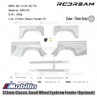 RCDream 313mm Classic Small Wheel Eyebrow Fender (Opsional) for Body Wilderness Defender