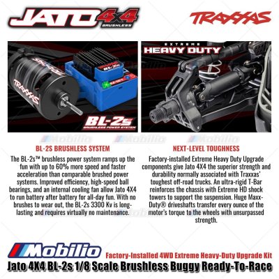 Traxxas Jato 4X4 BL-2s 1/8 Scale Brushless Buggy RTR Factory Installed 4WD Extreme Heavy-Duty Upgrade Kit