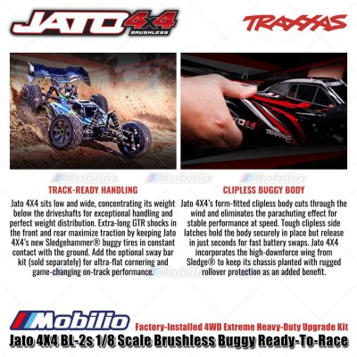 Traxxas Jato 4X4 BL-2s 1/8 Scale Brushless Buggy RTR Factory Installed 4WD Extreme Heavy-Duty Upgrade Kit