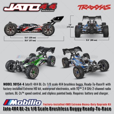 Traxxas Jato 4X4 BL-2s 1/8 Scale Brushless Buggy RTR Factory Installed 4WD Extreme Heavy-Duty Upgrade Kit