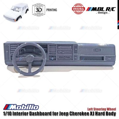 1/10 Interior Dashboard 3D Printing for RC Jeep Cherokee XJ Hard Body Left/Right Steering Wheel