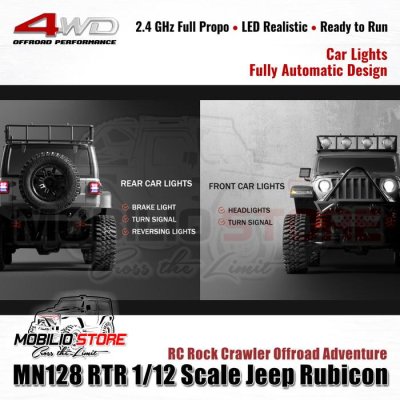 MN128 Waterproof RTR 1/12 Scale Jeep Rubicon RC Rock Crawler Adventure