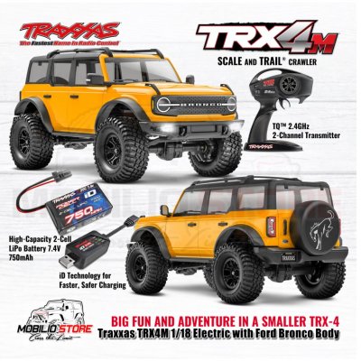 Traxxas 97074-1 TRX-4M 1/18 Electric Mini Crawler with Ford Bronco Body Clipless